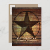 Rustic Texas Star westerne bruiloft Save the Date Aankondigingskaart (Voorkant / Achterkant)
