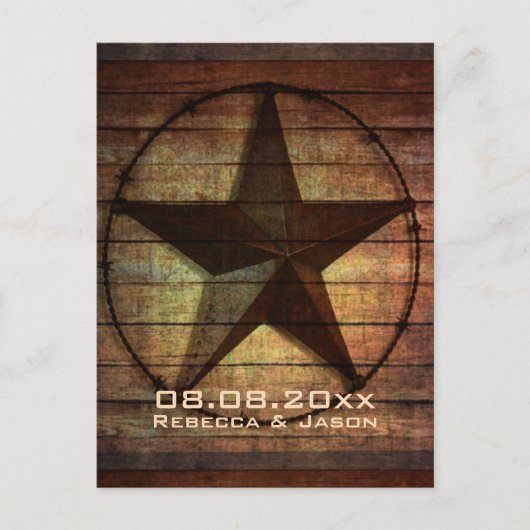 Rustic Texas Star westerne bruiloft Save the Date Aankondigingskaart (Voorkant)