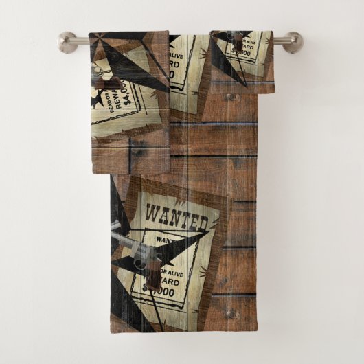 Rustic Texas Star Westerne dubbele gezochte pistol Bad Handdoek (Insitu)