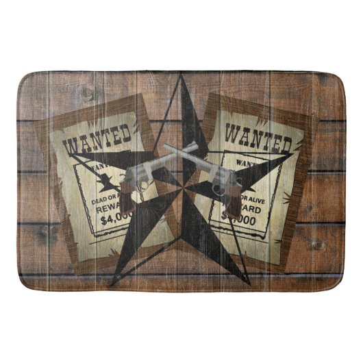 Rustic Texas Star Westerne dubbele gezochte pistol Badmat (Voorkant)