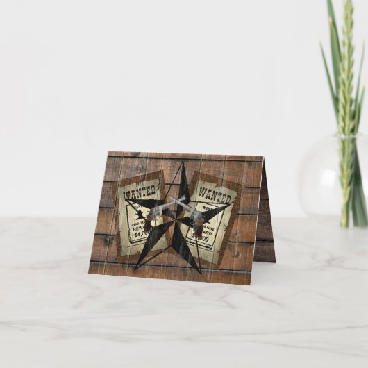 Rustic Texas Star Westerne dubbele gezochte pistol Bedankkaart (Voorkant)