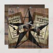 Rustic Texas Star Westerne dubbele gezochte pistol Bedankkaart (Voorkant / Achterkant)