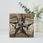 Rustic Texas Star Westerne dubbele gezochte pistol Bedankkaart (Staand voorkant)