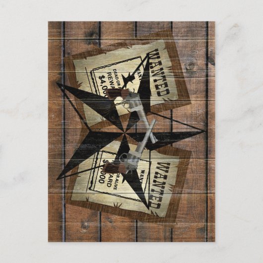 Rustic Texas Star Westerne dubbele gezochte pistol Briefkaart (Voorkant)