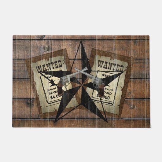 Rustic Texas Star Westerne dubbele gezochte pistol Deurmat (Voorkant)