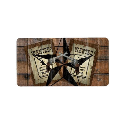 Rustic Texas Star Westerne dubbele gezochte pistol Etiket (Voorkant)