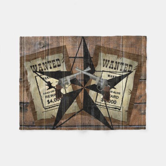 Rustic Texas Star Westerne dubbele gezochte pistol Fleece Deken (Voorkant (Horizontaal))