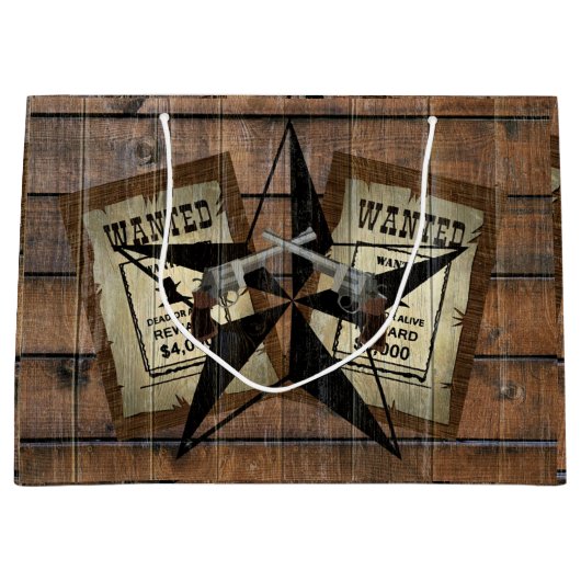 Rustic Texas Star Westerne dubbele gezochte pistol Groot Cadeauzakje (Voorkant)