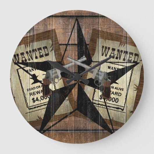 Rustic Texas Star Westerne dubbele gezochte pistol Grote Klok (Voorkant)