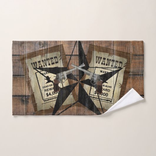 Rustic Texas Star Westerne dubbele gezochte pistol Handdoek (Handdoek)