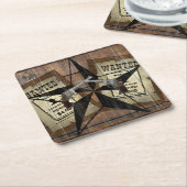 Rustic Texas Star Westerne dubbele gezochte pistol Kartonnen Onderzetters (Schuin)