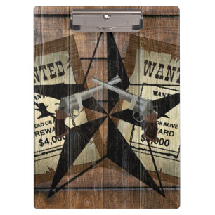 Rustic Texas Star Westerne dubbele gezochte pistol Klembord