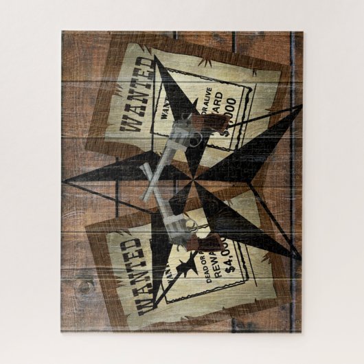 Rustic Texas Star Westerne dubbele gezochte pistol Legpuzzel (Verticaal)