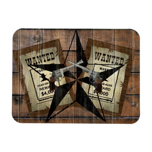 Rustic Texas Star Westerne dubbele gezochte pistol Magneet (Horizontaal)