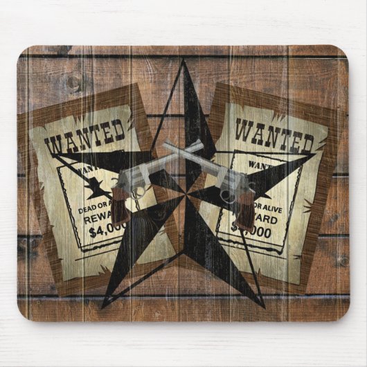 Rustic Texas Star Westerne dubbele gezochte pistol Muismat (Voorkant)