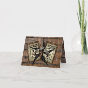 Rustic Texas Star Westerne dubbele gezochte pistol Notitiekaartje