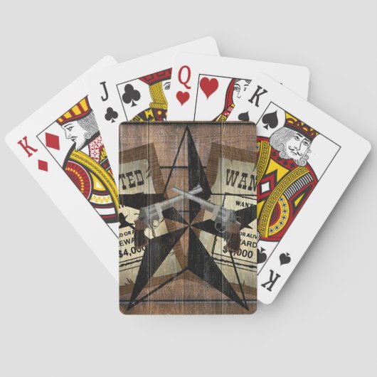 Rustic Texas Star Westerne dubbele gezochte pistol Pokerkaarten (Achterkant)