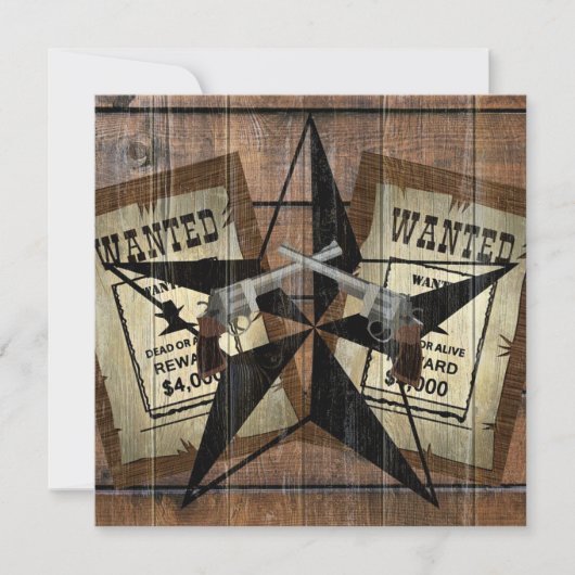 Rustic Texas Star Westerne dubbele gezochte pistol Save The Date (Voorkant)