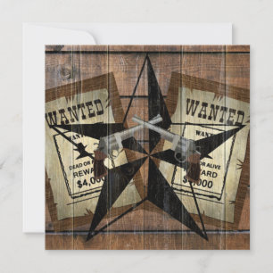 Rustic Texas Star Westerne dubbele gezochte pistol Save The Date