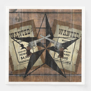 Rustic Texas Star Westerne dubbele gezochte pistol Servet