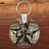 Rustic Texas Star Westerne dubbele gezochte pistol Sleutelhanger (Voorkant)