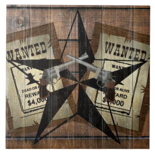 Rustic Texas Star Westerne dubbele gezochte pistol Tegeltje