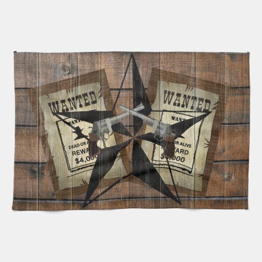 Rustic Texas Star Westerne dubbele gezochte pistol Theedoek (Horizontaal)