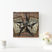 Rustic Texas Star Westerne dubbele gezochte pistol Vierkante Klok (Huis)