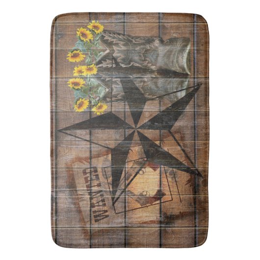 Rustic Texas Star Westerne Pistol Cowboy Boots Badmat (Voorkant Verticaal)
