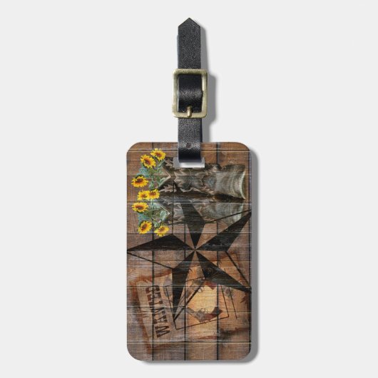 Rustic Texas Star Westerne Pistol Cowboy Boots Bagagelabel (Voorkant verticaal)