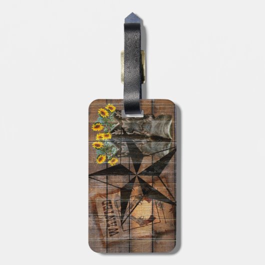 Rustic Texas Star Westerne Pistol Cowboy Boots Bagagelabel (Achterkant verticaal)