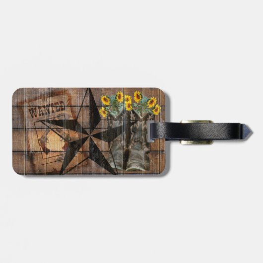 Rustic Texas Star Westerne Pistol Cowboy Boots Bagagelabel (Achterkant horizontaal)