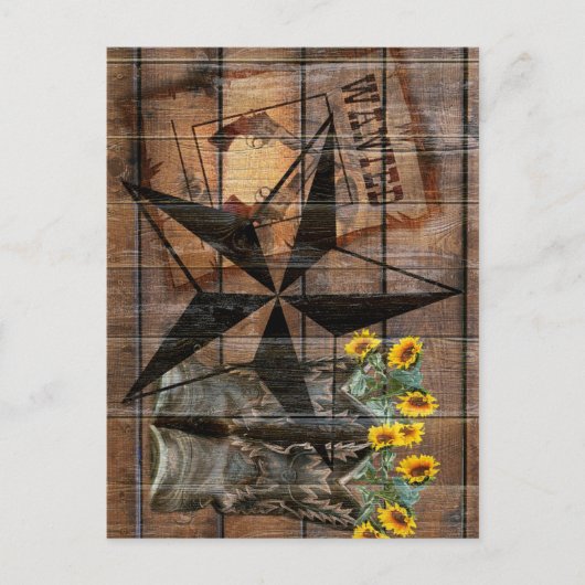 Rustic Texas Star Westerne Pistol Cowboy Boots Briefkaart (Voorkant)