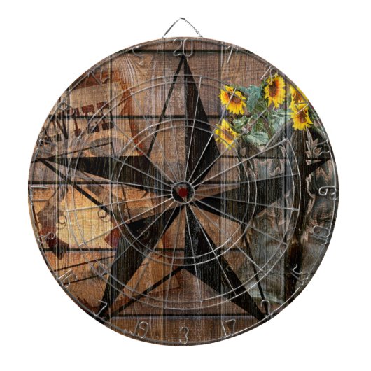 Rustic Texas Star Westerne Pistol Cowboy Boots Dartbord (Voorkant)