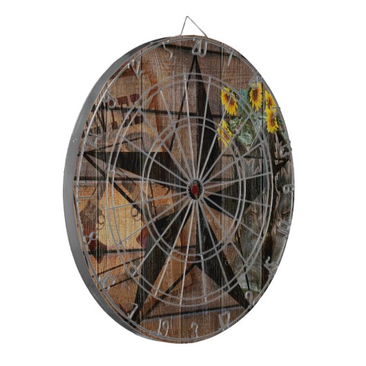 Rustic Texas Star Westerne Pistol Cowboy Boots Dartbord (Voorkant Links)