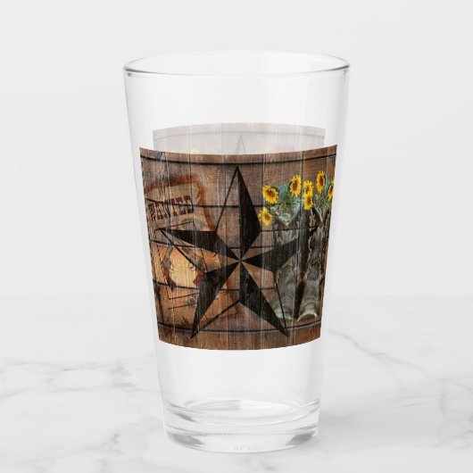 Rustic Texas Star Westerne Pistol Cowboy Boots Glas (Voorkant)