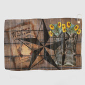 Rustic Texas Star Westerne Pistol Cowboy Boots Golfhanddoek (Horizontaal)