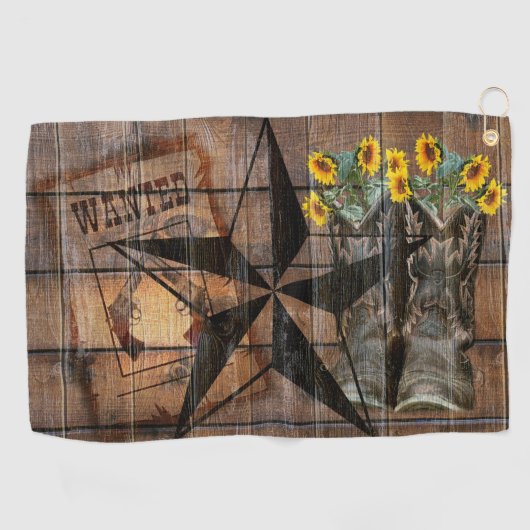 Rustic Texas Star Westerne Pistol Cowboy Boots Golfhanddoek (Horizontaal)