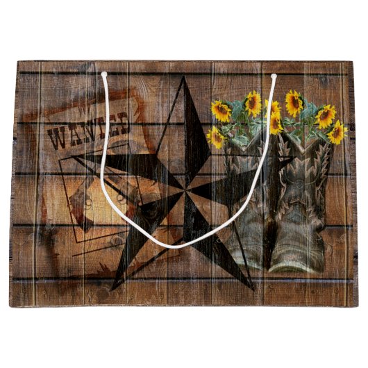 Rustic Texas Star Westerne Pistol Cowboy Boots Groot Cadeauzakje (Voorkant)