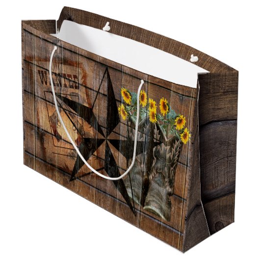 Rustic Texas Star Westerne Pistol Cowboy Boots Groot Cadeauzakje (Achterkant Gekanteld)