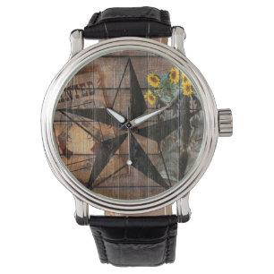 Rustic Texas Star Westerne Pistol Cowboy Boots Horloge
