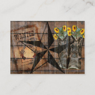 Rustic Texas Star Westerne Pistol Cowboy Boots Informatiekaartje