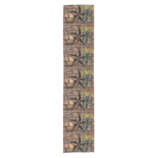 Rustic Texas Star Westerne Pistol Cowboy Boots Korte Tafelloper (Voorkant)