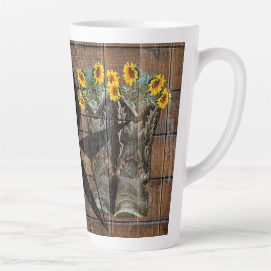 Rustic Texas Star Westerne Pistol Cowboy Boots Latte Mok (Rechts)