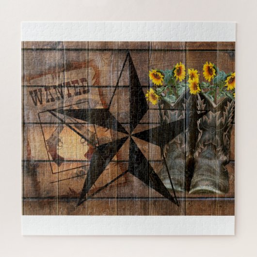 Rustic Texas Star Westerne Pistol Cowboy Boots Legpuzzel (Horizontaal)