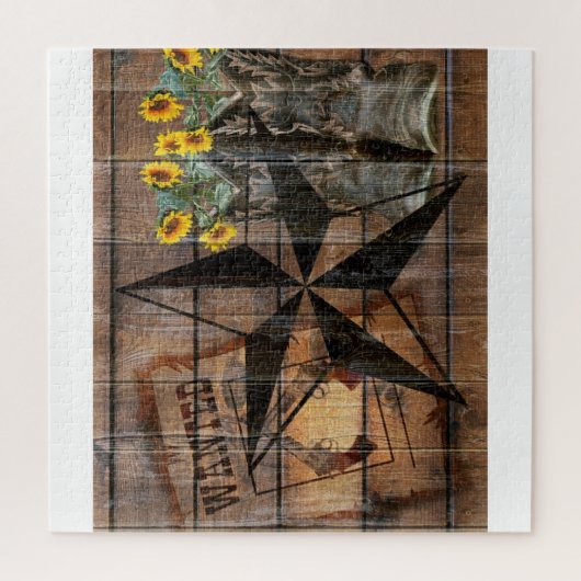 Rustic Texas Star Westerne Pistol Cowboy Boots Legpuzzel (Verticaal)