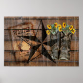 Rustic Texas Star Westerne Pistol Cowboy Boots Poster (Voorkant)