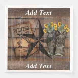 Rustic Texas Star Westerne Pistol Cowboy Boots Servet