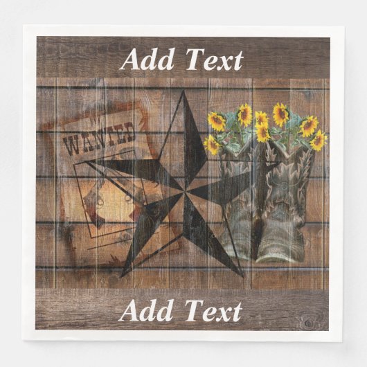 Rustic Texas Star Westerne Pistol Cowboy Boots Servet (Voorkant)