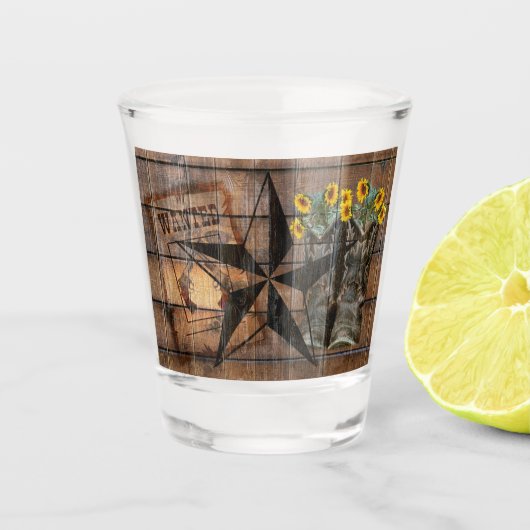 Rustic Texas Star Westerne Pistol Cowboy Boots Shot Glas (Voorkant)